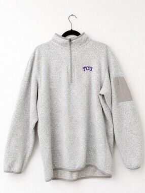 TCU Horned Frogs Quarter Zip Pullover 2X Heather Gray Fleece Sweater NCAA